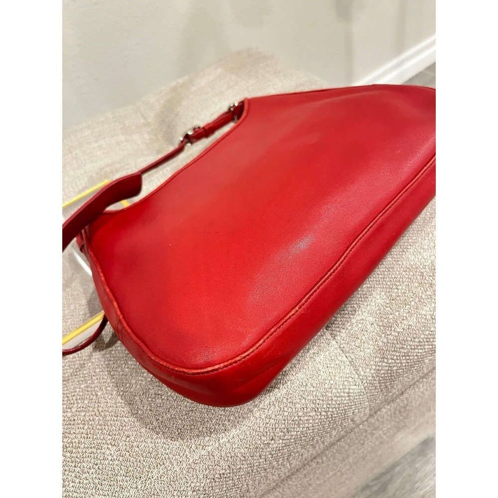 Coach Red Leather Shoulder Bag Purse - Picture 7 of 8